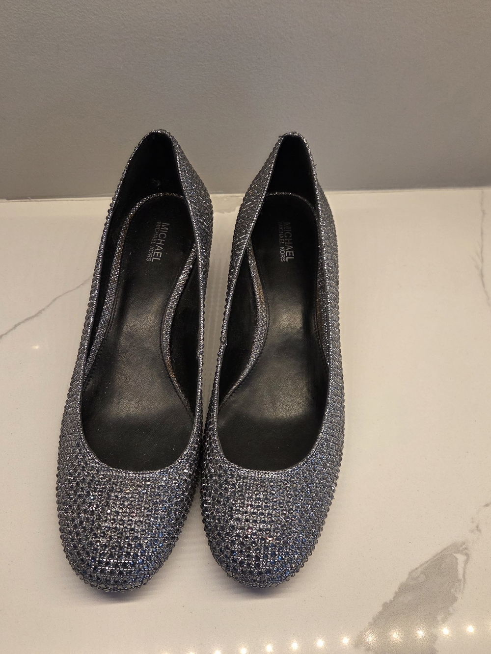 MICHAEL Michael Kors Silver Crystal-Embellished Block Heels